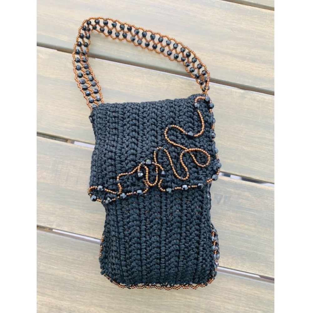 Crochet / Bead Mini Bag  Wristlet